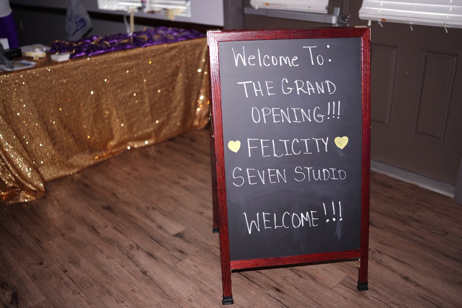 Felicity Seven Studio Grand Opening Welcome Sign